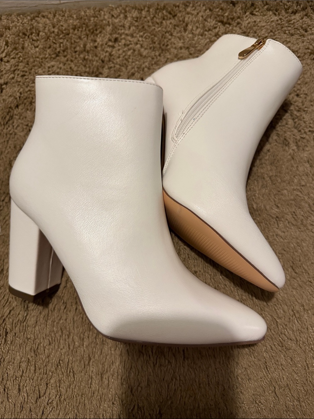 Lulu's White Pointed-Toe Block Heel Ankle Boots